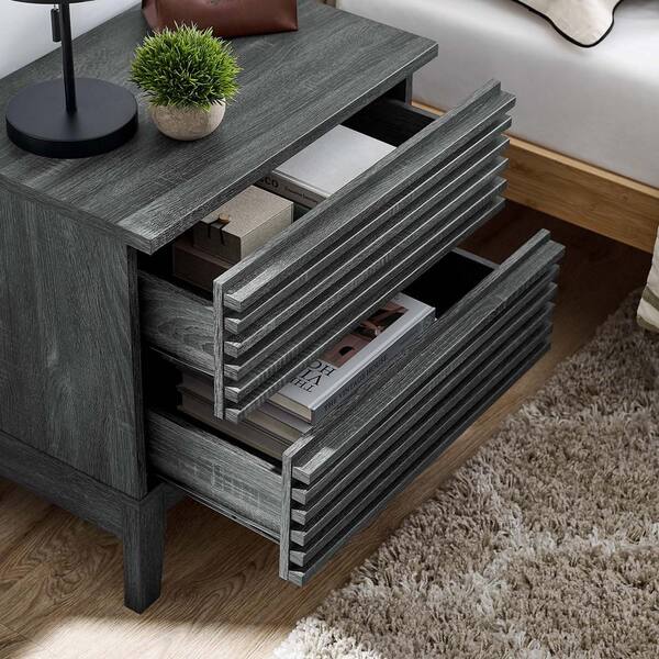 MODWAY Render Two-Drawer Nightstand in Charcoal MOD-6964-CHA - The Home  Depot