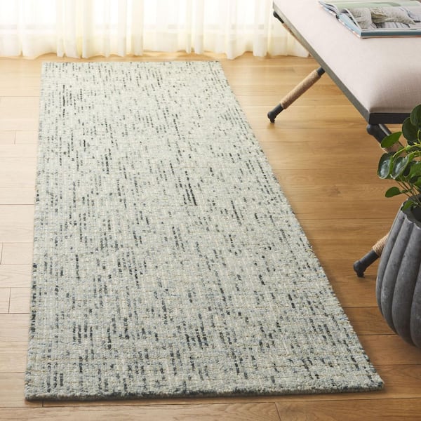 Abstract 2 ft. x 8 ft. Green/Ivory Speckled Runner Rug
