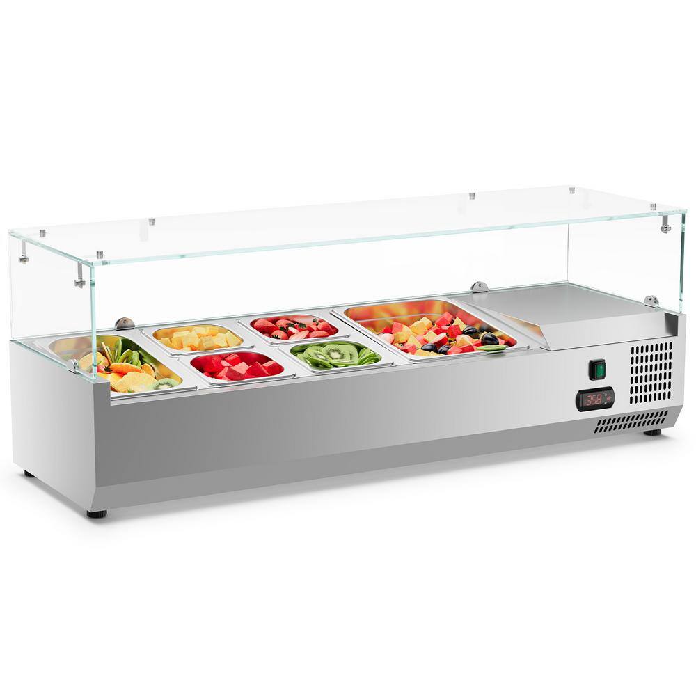 JEREMY CASS 1.2 cu. ft. Refrigerated Condiment Prep Station in Stainless Steel, Sandwich Prep Table, Auto Defrost, Salad Bar