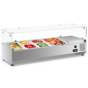 1.2 cu. ft. Refrigerated Condiment Prep Station in Stainless Steel, Sandwich Prep Table, Auto Defrost, Salad Bar