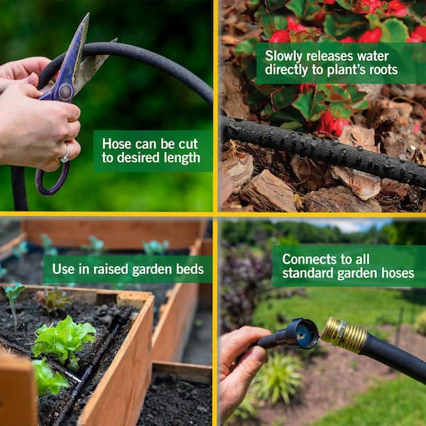 3/8 in. x 100 ft. Heavy-Duty Garden Drip Irrigation Soaker Hose System