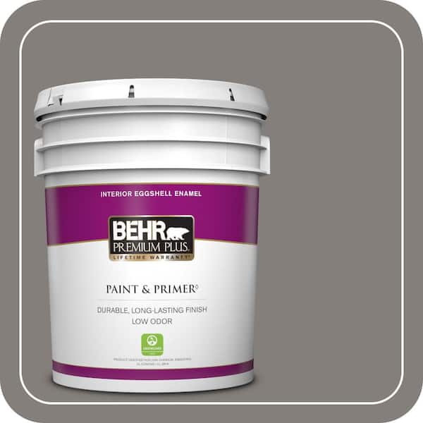 BEHR PREMIUM PLUS 5 gal. #PPU18-17 Suede Gray Eggshell Enamel Low Odor Interior Paint & Primer