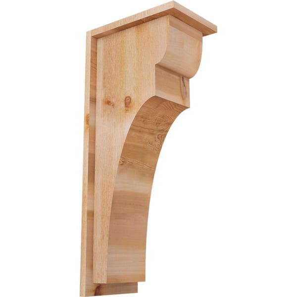 Ekena Millwork 8 in. x 12 in. x 28 in. Western Red Cedar Yorktown Rough Sawn Corbel with Backplate