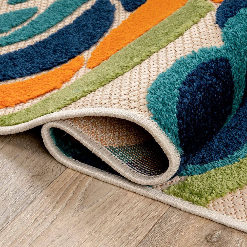 Modern Multi-Color Floral Synthetic Indoor/Outdoor Area Rug 8' x 10'
