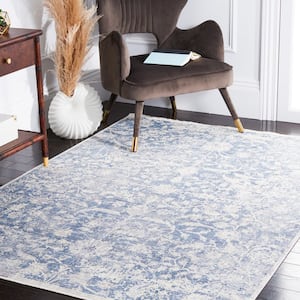 Illusion Blue/Gray 5 ft. x 7 ft. Floral Gradient Area Rug