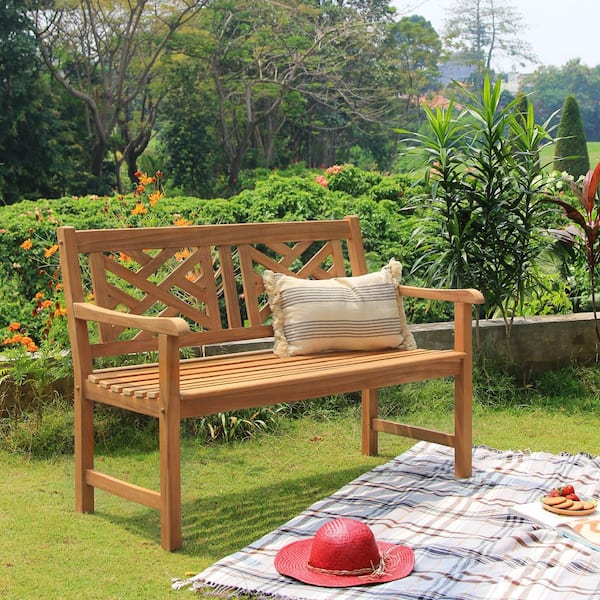 Natural wood best sale outdoor bench