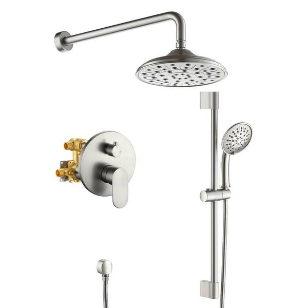 RENIST Dual Shower Head With Slide Bar – 7 Spray Patterns, Brushed Nickel, Wall Mount