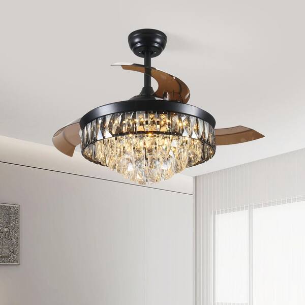 Lasaideal 42 in. Indoor Black Integrated LED Crystal