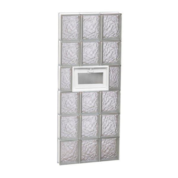 Clearly Secure 17.25 in. x 46.5 in. x 3.125 in. Frameless Vented Ice Pattern Glass Block Window