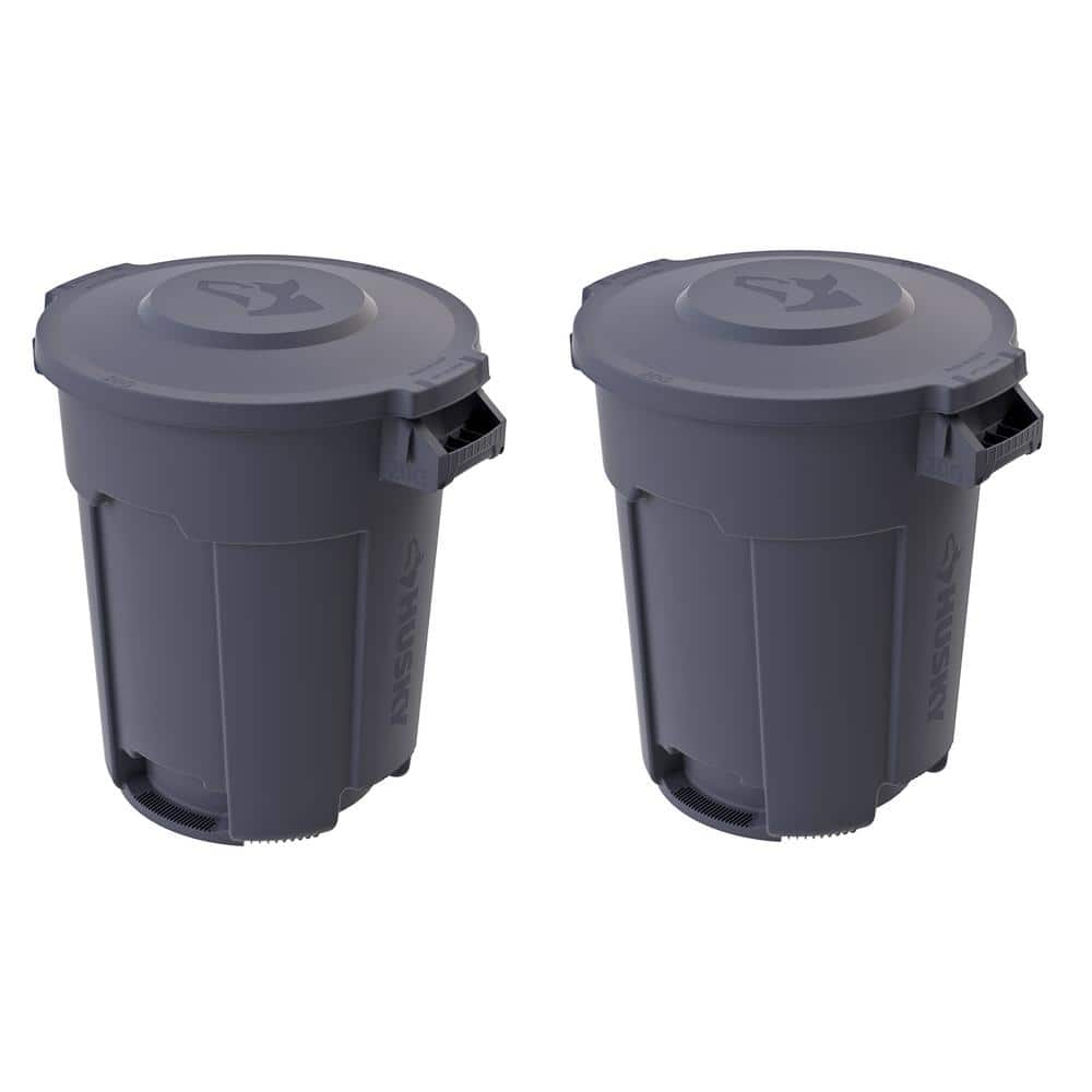 20 Gal. Grey Outdoor Vented Trash Can with Domed Lid, Rounded Handles, and 