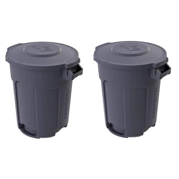 Husky 20 Gal. Grey Outdoor Vented Trash Can with Domed Lid, Rounded Handles, and Reinforced Foothold (2-Pack)