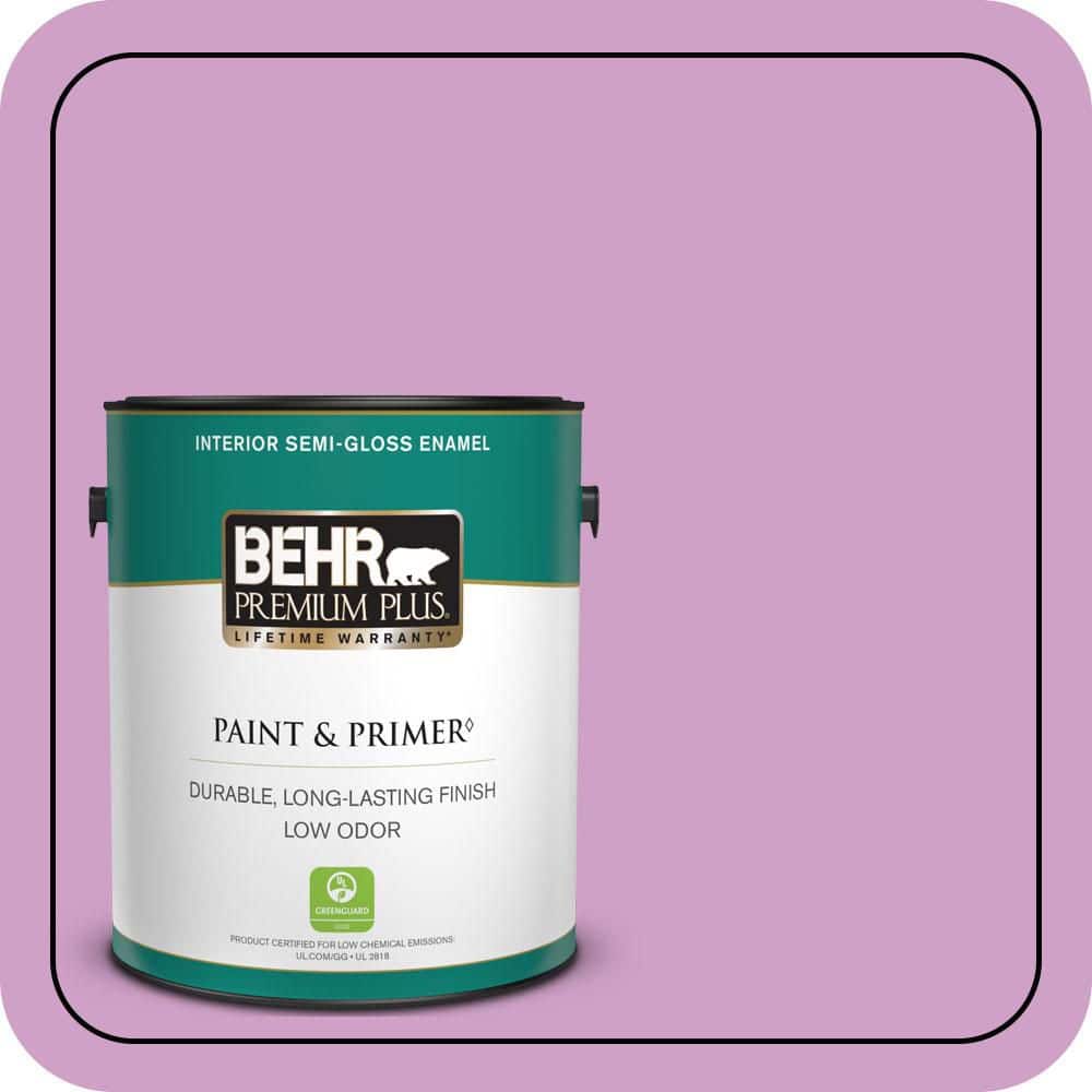 BEHR PREMIUM PLUS 1 gal. #670B-4 Geranium Bud Semi-Gloss Enamel Low ...