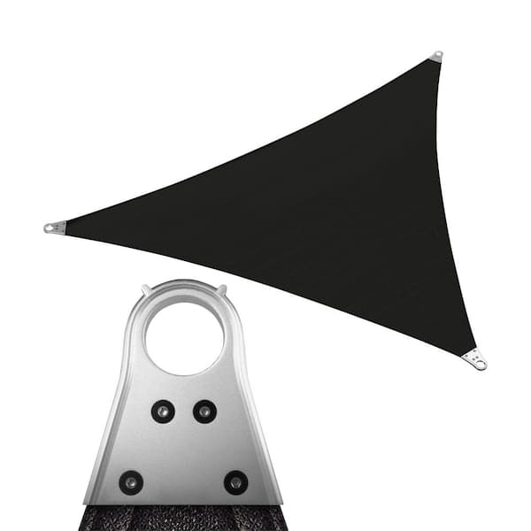 18 ft. x 18 ft. x 18 ft. Black Triangle Super Ring Sun Shade Sail Canopy Fabric Cloth