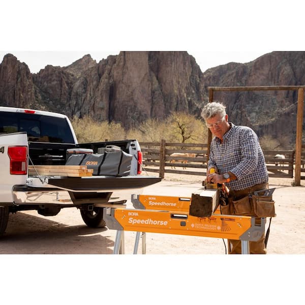 BORA - 30 in. to 36 in. H Steel Speed Horse XT Adjustable Height Sawhorse with Auto Release Legs