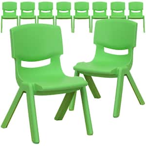 Green Plastic Stack Chairs (Set of 10)