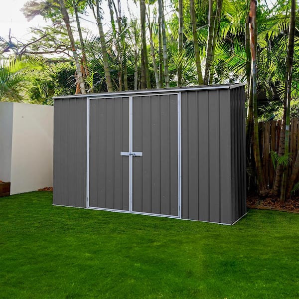 Space Saver 10 ft. W x 2.5 ft. D Galvanized Steel Metal Shed in Woodland Gray with SNAPTiTE Assembly System (25 Sq. ft.)