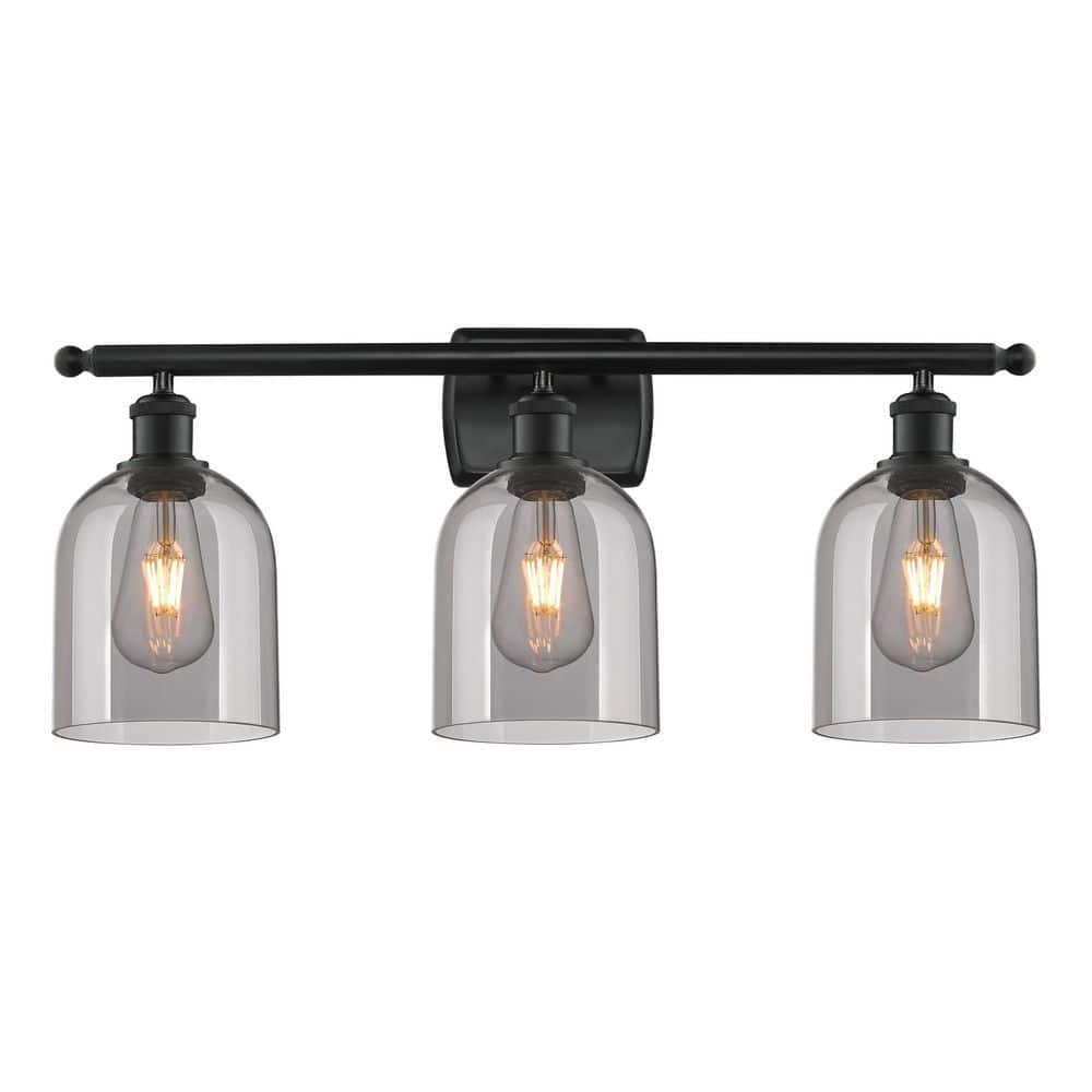 Bella 25.5 in. 3-Light Matte Black Vanity Light with Glass Shade price history on PriceWatchPro
