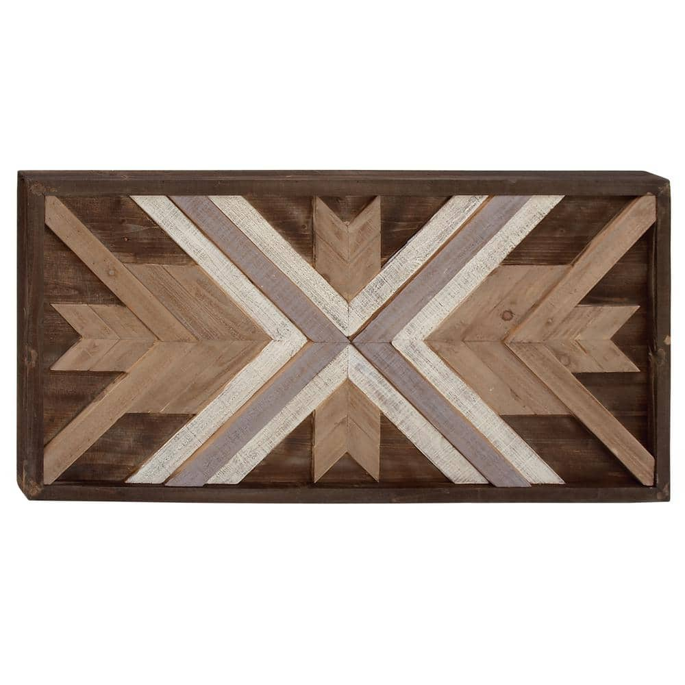 Litton Lane Wood Brown Handmade Southwestern Geometric Wall Decor 47919 -  The Home Depot