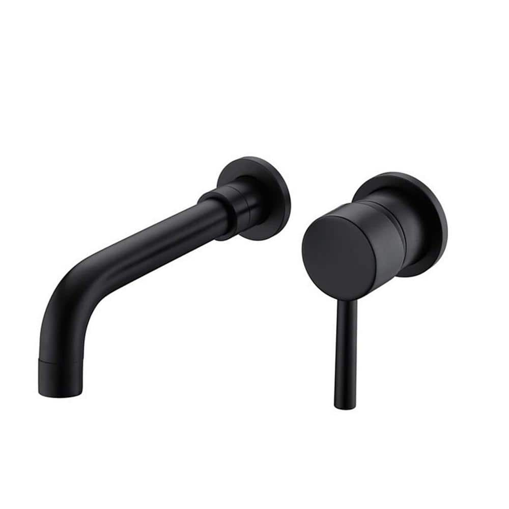 Fapully Single Handle Wall Mounted Bathroom Faucet In Matte Black Fak 0075b The Home Depot 