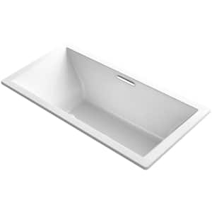 Underscore Rectangle 72 in. Rectangular Drop-in Bathtub with Bask Heated Surface in White