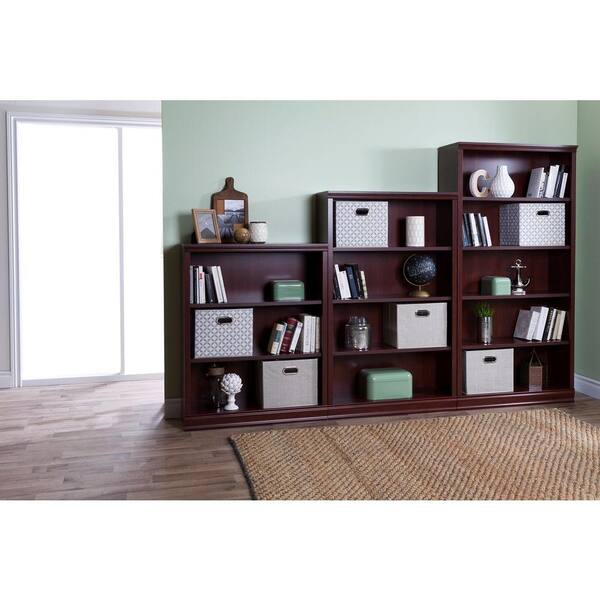 South Shore 44.75 in. Royal Cherry Faux Wood 3-shelf Standard Bookcase with Adjustable Shelves