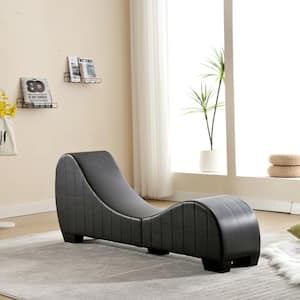 62 in. Decompression Yoga Chaise Lounge Curved Sofa PU Leisure Chair Living Room Bedroom for Stretching Relaxation