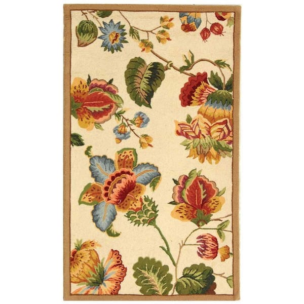 SAFAVIEH Chelsea Ivory Doormat 3 ft. x 5 ft. Floral Gradient Solid Area Rug