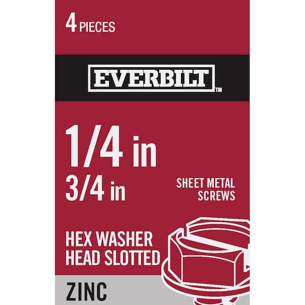 #14 x 3/4 in. Slotted Hex Head Zinc Plated Sheet Metal Screw (4-Pack)