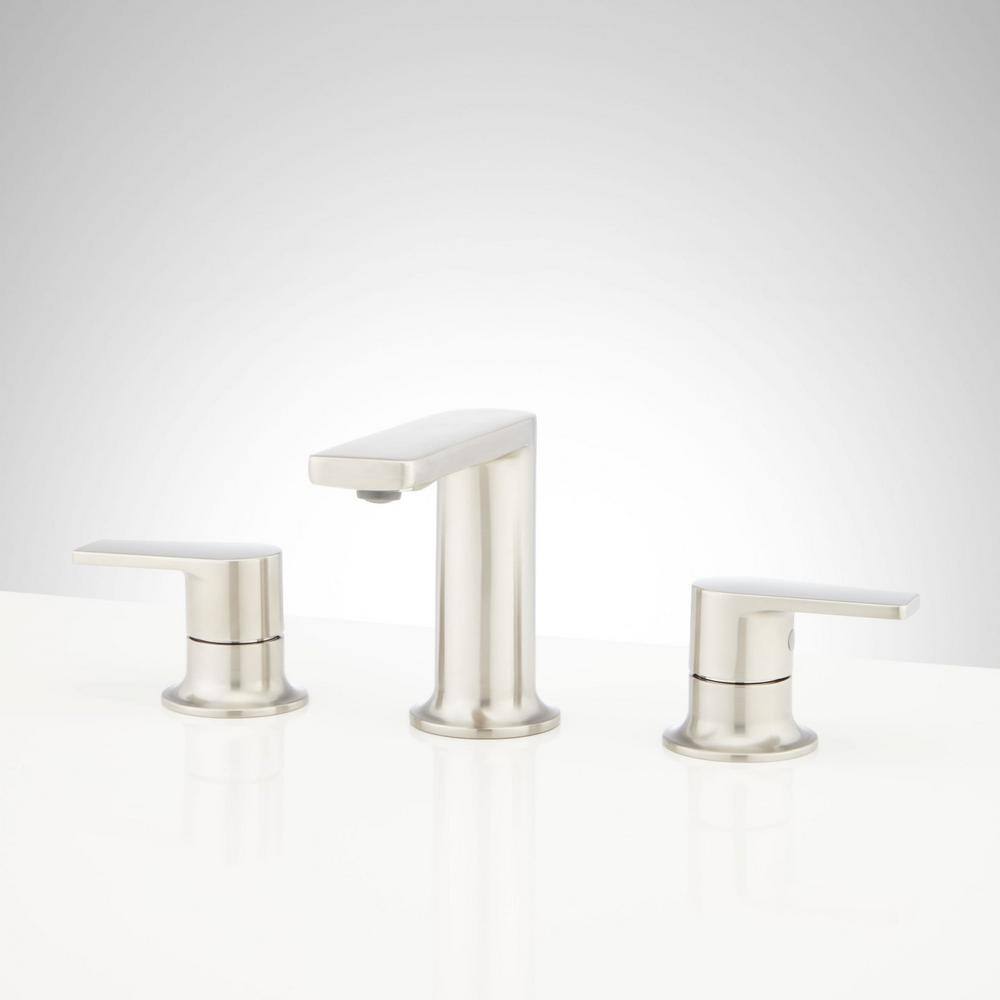 SIGNATURE HARDWARE Berwyn 8 in. Widespread 1.2 GPM Double Handle Bathroom Faucet in Brushed