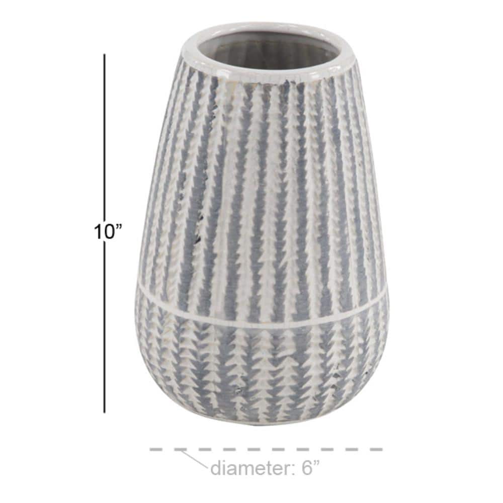 10" White and Gray Ceramic Novelty Table Vase