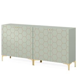 Ahlivia Light Cyan Wood 63 in. Modern Sideboards Buffet Cabinet, Accent Cabinet with Adjustable Shelves and Doors