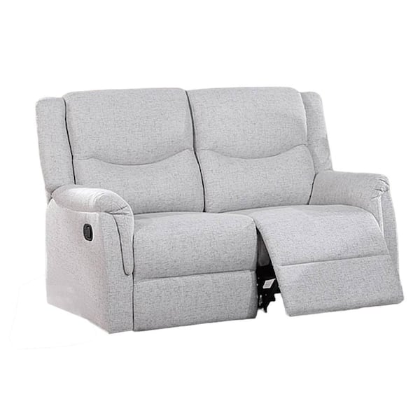 Ammy 53 in. White Faux Burlap 2-Seater Loveseat with Pillow Arms