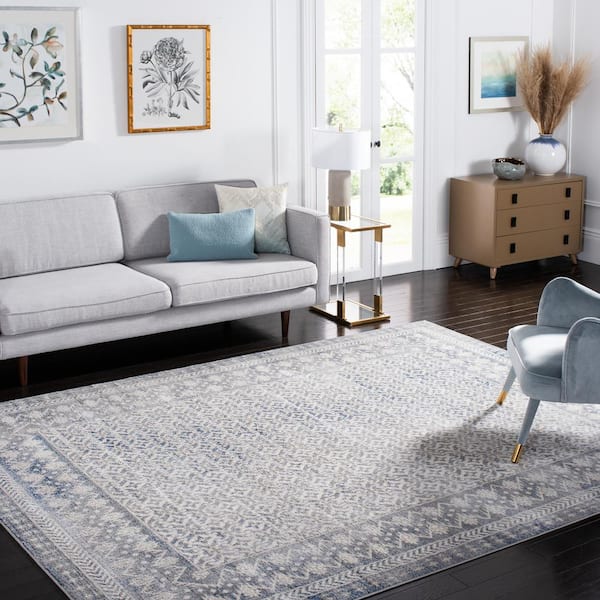 Brentwood Ivory/Light Gray 9 ft. x 12 ft. Multi-Border Geometric Area Rug