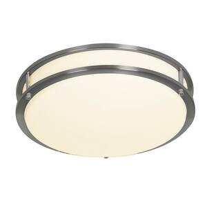 10 in. 1-Light Brushed Nickel Selectable Dimmable LED Flush Mount