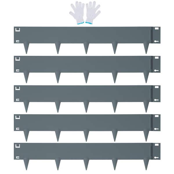 39 in. x 3 in. Gray Rustic Hammer-in Edging Border Steel Garden Edging Borders Landscape Edging for Yard (5-pack Kit)