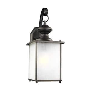 Jamestowne 1-Light Antique Bronze Outdoor 17 in. Traditional Wall Lantern Sconce