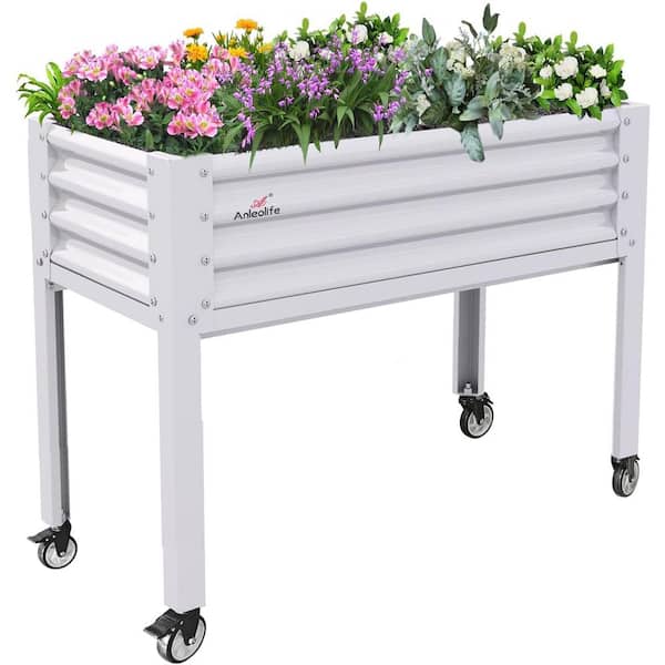 48 in. x 24 in. x 35 in. White Galvanized Steel Raised