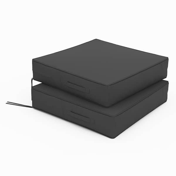 24 in. x 24 in. x 5 in. (2-Pack) Square Outdoor Patio Seating Repacement Lounge Chair Dining Seat Cushion Grey