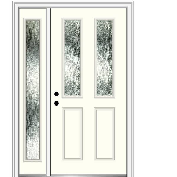 MMI Door 50 in. x 80 in. Right-Hand/Inswing Rain Glass Alabaster Fiberglass Prehung Front Door on 4-9/16 in. Frame