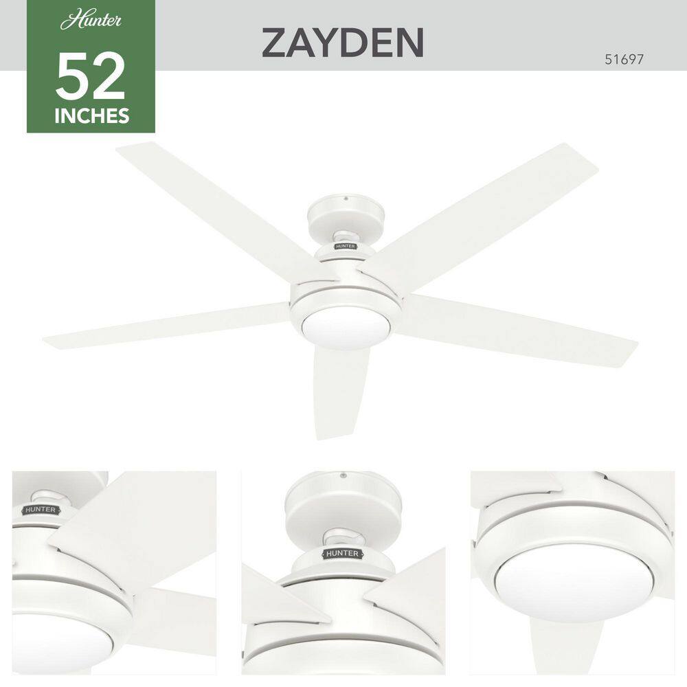 52" Fresh White Metal Ceiling Fan with LED Light and Remote