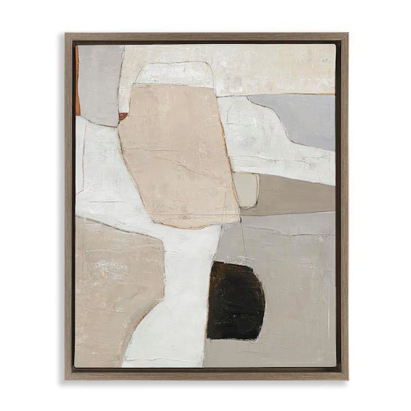 Stupell Industries Beige Shape Geometrics by Design Fabrikken Brown Floater Frame Abstract Graphic Art Print 31 in. x 25 in.