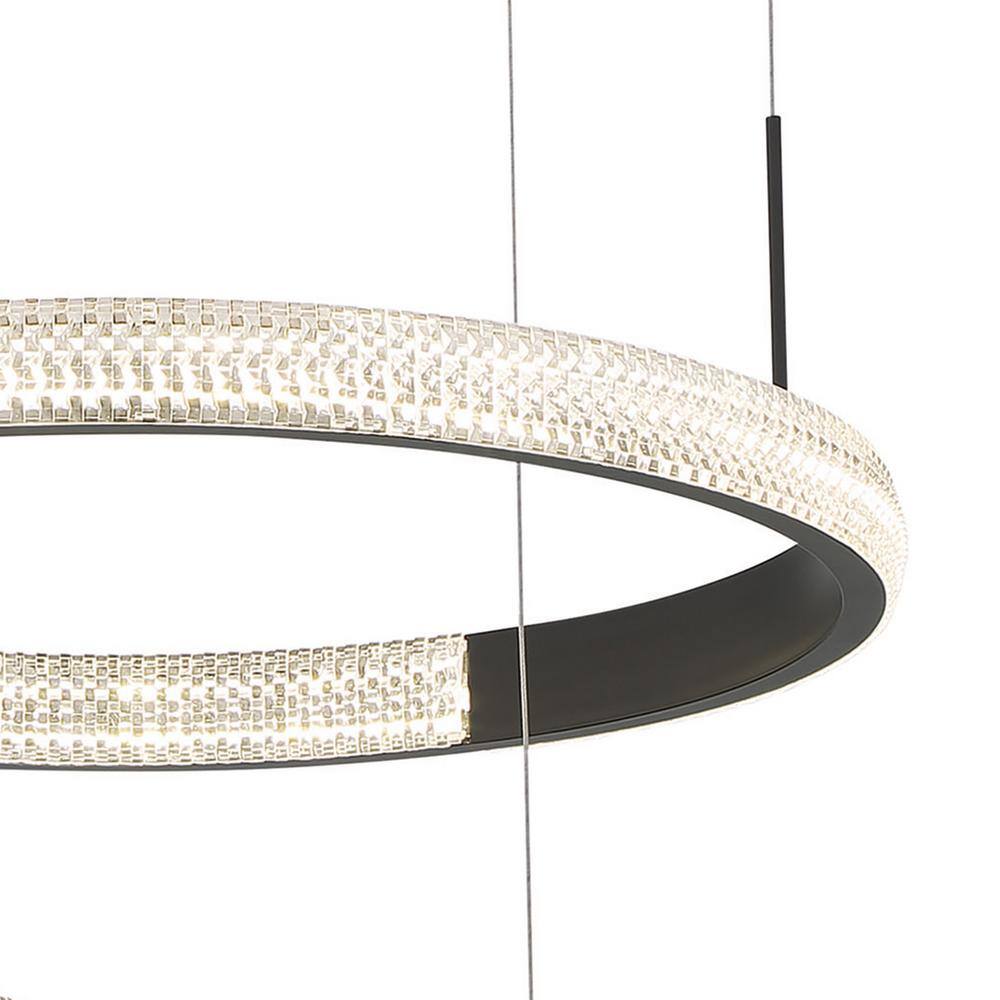 Black Modern 3-Tier LED Chandelier with Adjustable Suspension
