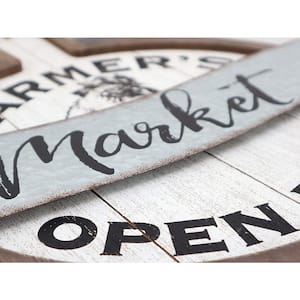 Farmer's Market Open Daily Wood and Metal Wall Decorative Sign