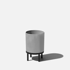 Demi 12 in. Raised with Stand Round Gray Plastic Planter with Black Stand
