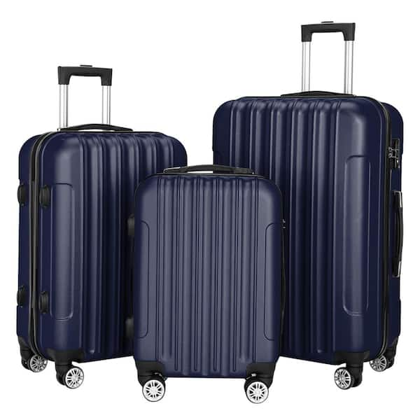 Karl home 3-Piece Navy Blue Large Traveling Spinner Luggage Set ...