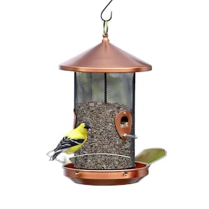 Large Copper Metal Hanging Wild Bird Seed Feeder - 5 Pounds 1-Pack