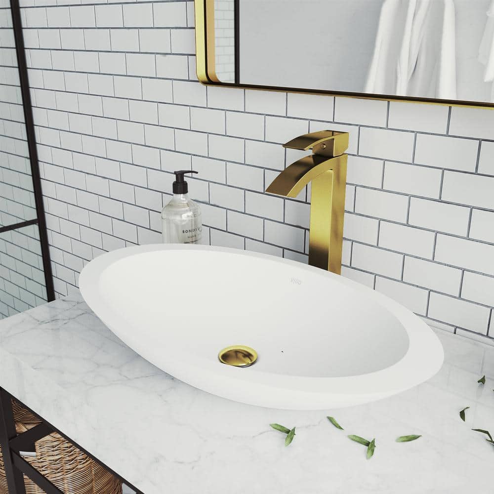 Matte Gold Single-Handle Waterfall Vessel Bathroom Faucet