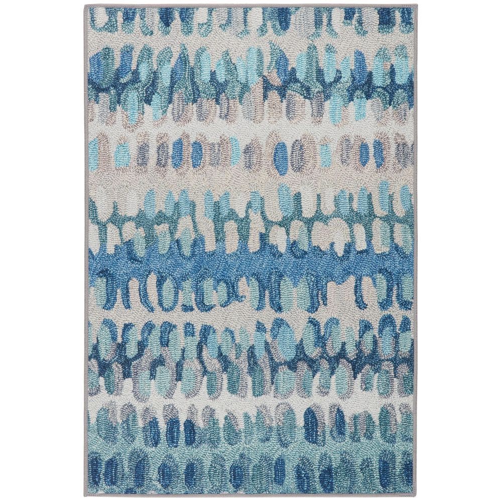 Paint Chip Machine Washable Blue 5 ft. x 8 ft. Indoor Area Rug price history on PriceWatchPro