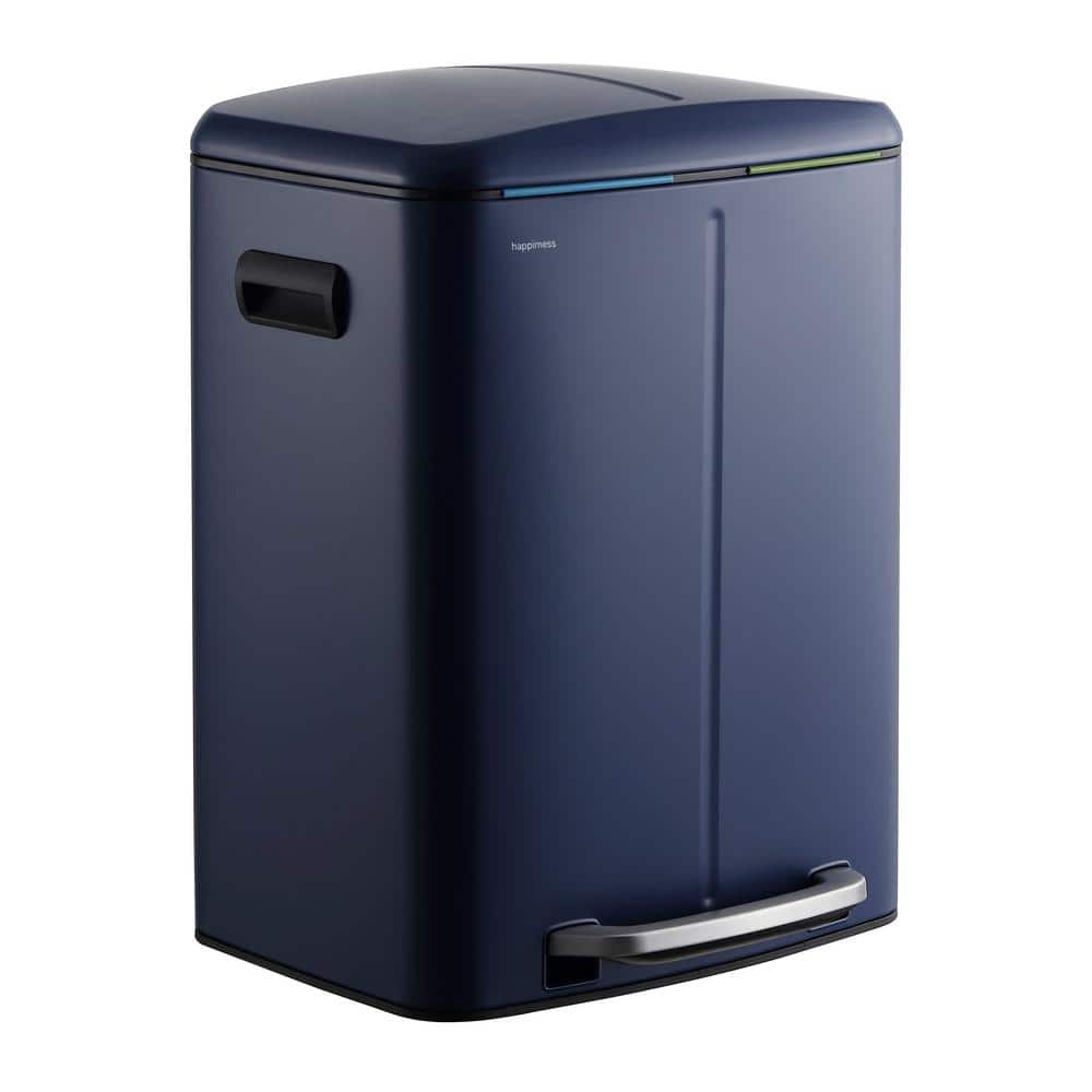 Denim Blue Stainless Steel 10.6-Gallon Step Trash Can