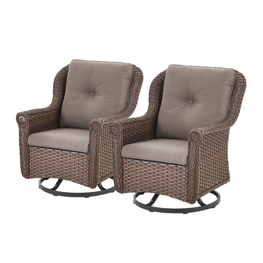 Chrysanthemum Armrest Series 2-Pack Outdoor Swivel Brown Wicker Glider Rocking Chair with CushionGuard Gray Cushions price history on PriceWatchPro